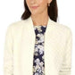 Charter Club Women's Textured Knit Bomber Jacket White Size Small