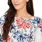 Charter Club Women's Polka Dot Floral Print Top White Size XX-Large