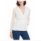 Charter Club Women's Clip-Dot Wrap Top White Size Small