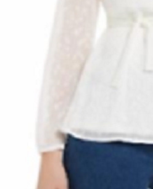 Charter Club Women's Clip-Dot Wrap Top White Size Small