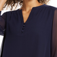 Charter Club Women's Sheer-Sleeve Top Blue Size X-Large