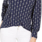 Charter Club Women's Printed Split Neck Top Blue Size X-Small