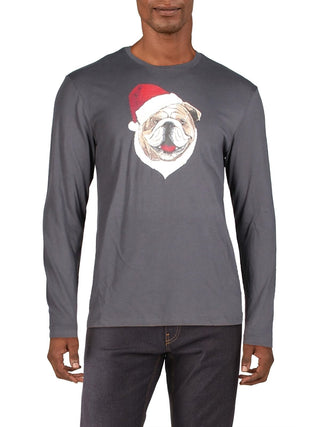 Club Room Men's Santa Bulldog Holiday Party Christmas Top Gray Size X-Large