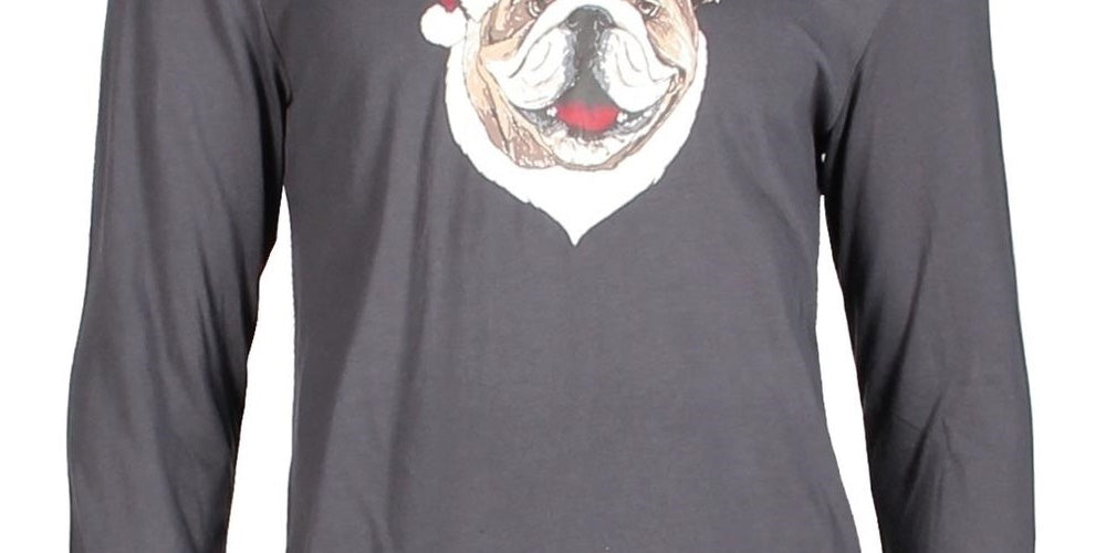 Club Room Men's Santa Bulldog Holiday Party Christmas Top Gray Size X-Large