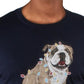 Club Room Men's Christmas Bulldog Graphic Holiday T-Shirt Navy Size Large