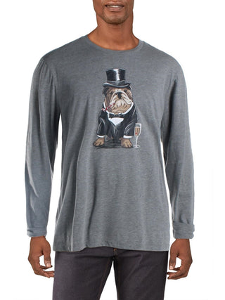 Club Room Men's Bulldog Tuxedo Graphic Crewneck T-Shirt Gray Size X-Large