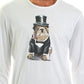 Club Room Men's Bulldog Tuxedo Graphic Crewneck T-Shirt White Size X-Large