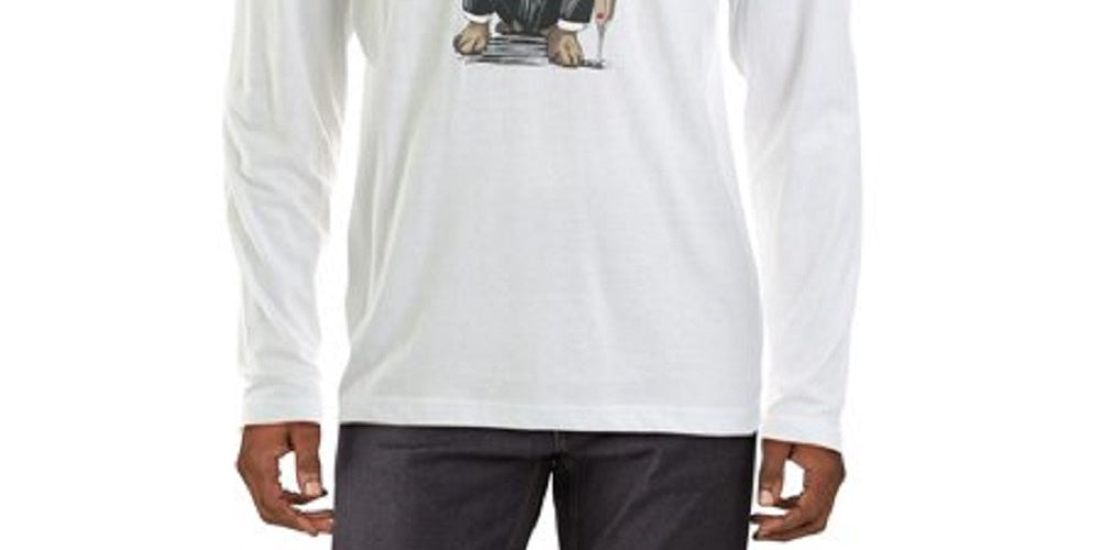 Club Room Men's Bulldog Tuxedo Graphic Crewneck T-Shirt White Size X-Large