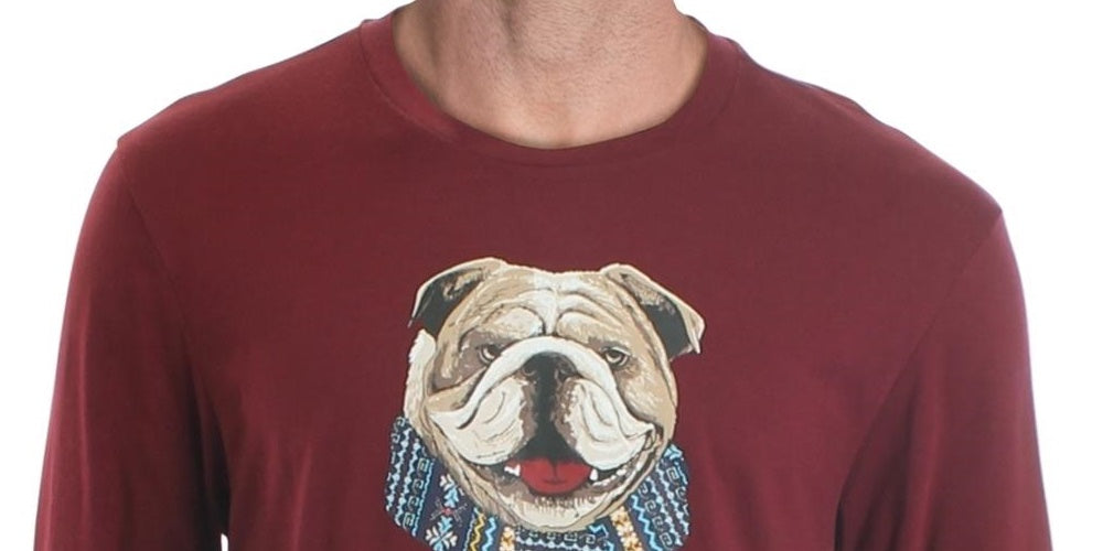 Club Room Men's Bulldog Scarf Cotton Blend Graphic T-Shirt Wine Size X-Large