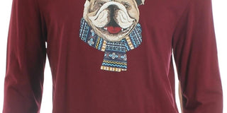Club Room Men's Bulldog Scarf Cotton Blend Graphic T-Shirt Wine Size X-Large
