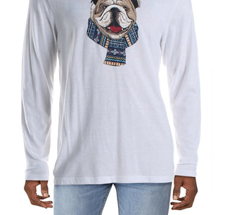 Club Room Men's Bulldog Scarf Cotton Blend Graphic T-Shirt White Size X-Large
