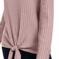 INC International Concepts Women's Ribbed Knotted Sweater Pink Size Small