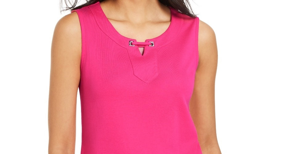 Karen Scott Women's Grommet-Trim Tank Top Pink Size Medium