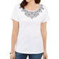 Karen Scott Women's Scalloped Studded Top White Size Small