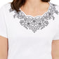 Karen Scott Women's Scalloped Studded Top White Size Small
