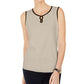 Karen Scott Women's Tipped Keyhole Tank Beige Size Small