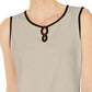 Karen Scott Women's Tipped Keyhole Tank Beige Size Small