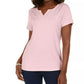 Karen Scott Women's Petite Crochet Keyhole Top Pink Size Petite
