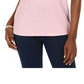 Karen Scott Women's Petite Crochet Keyhole Top Pink Size Petite