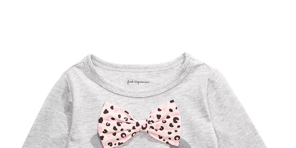 First Impressions Baby Girl's Dog Bow T-Shirt Gray Size 24 Months