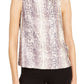 INC International Concepts Women's Sequined Snake-Embossed Tank Top Pink Size Large