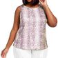 INC International Concepts Women's Plus Size Flippy Sequin Top Pink Size 1X