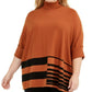 Alfani Women's Plus Size Colorblocked Turtleneck Poncho Brown Size 2X
