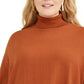 Alfani Women's Plus Size Colorblocked Turtleneck Poncho Brown Size 2X