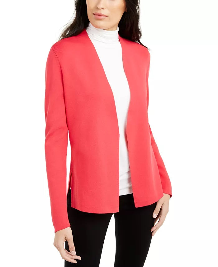 Alfani Women's Full Needle Sweater Coat Red Size Petite Medium