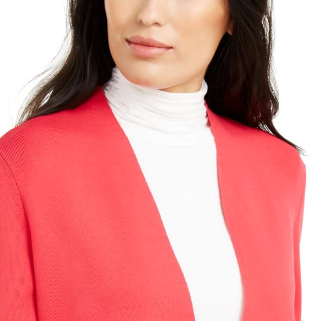 Alfani Women's Full Needle Sweater Coat Red Size Petite Medium
