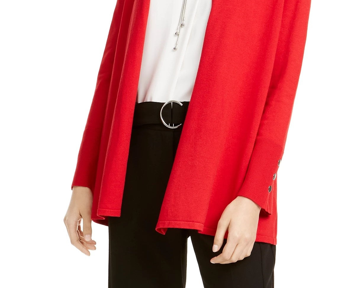 Alfani Women's Snap-Sleeve Open Cardigan  Red Size Small