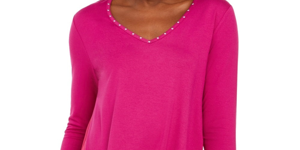 JM Collection Women's Mixed Media Studs Top Pink Size X-Small