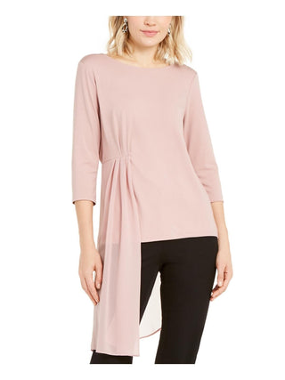 Alfani Women's Sheer Asymmetrical-Overlay Top  Dark Pink Size Large