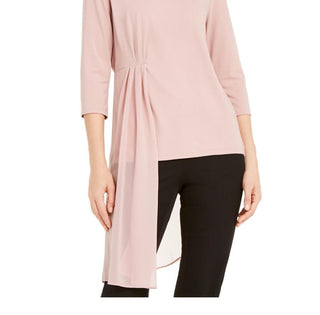 Alfani Women's Sheer Asymmetrical-Overlay Top  Dark Pink Size Large