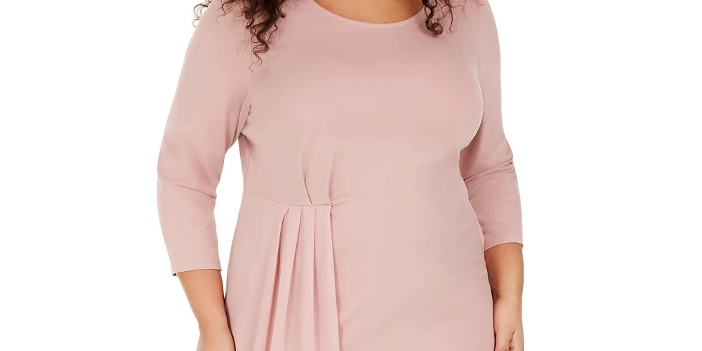 Alfani Women's Asymmetrical Overlay Top Pink Size 3X