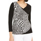 Alfani Women's Patterned Long Sleeve V Neck Wrap Top Black Size XX-Large