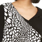 Alfani Women's Patterned Long Sleeve V Neck Wrap Top Black Size XX-Large