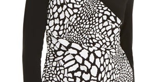 Alfani Women's Patterned Long Sleeve V Neck Wrap Top Black Size XX-Large