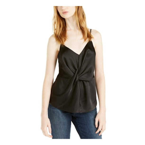 INC International Concepts Women's Solid Twist-Front Cami Top Black Size Large