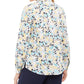 Charter Club Women's Printed Button Front Linen Blend Top White Size Petite Medium