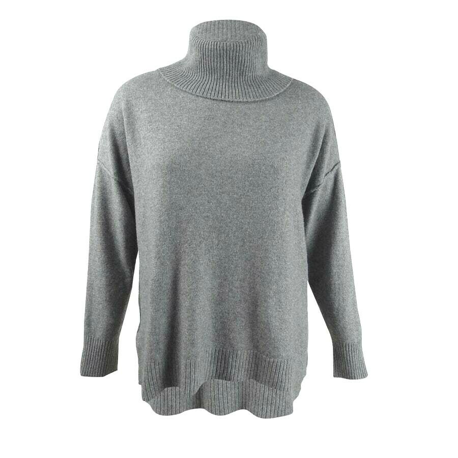 Bar III Women's Becca Tilley X Turtleneck High Low Sweater Charcoal Size XX-Large