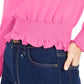 Bar III Women's Becca Tilley X Sheer Sleeve Smocked Waist Top Pink Size Medium