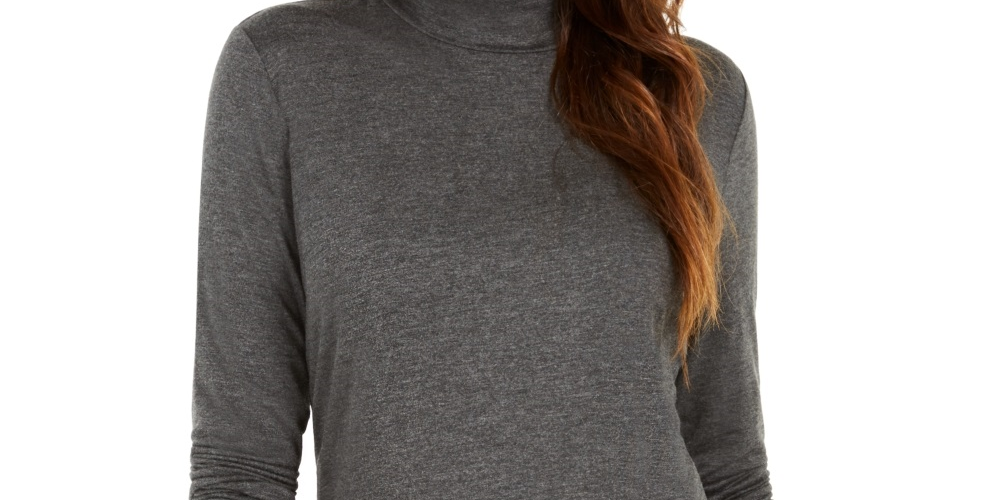 Style & Co Women's Mock Neck Top Charcoal Size Petite X-Large
