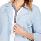 Karen Scott Women's French Terry Notched-Collar Jacket Blue Size Large