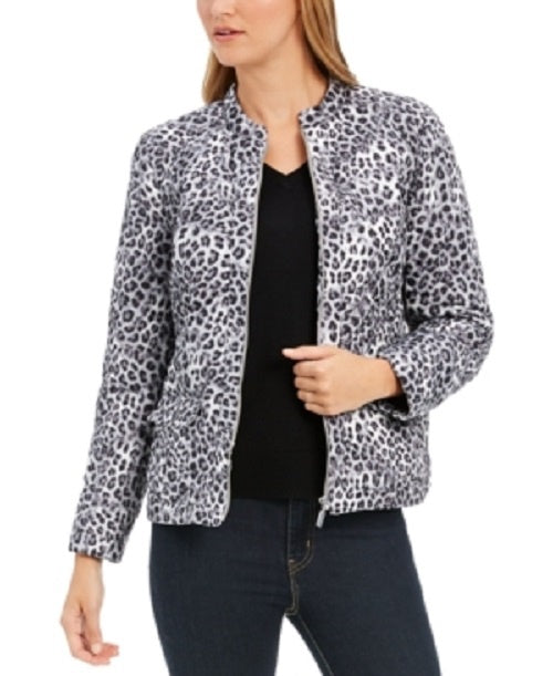 Charter Club Women's Animal-Print Jacket White Size Small
