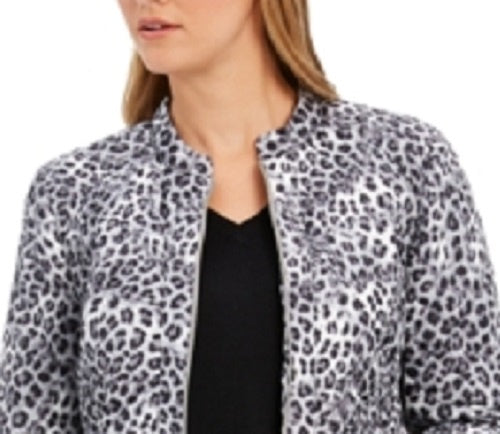 Charter Club Women's Animal-Print Jacket White Size Small