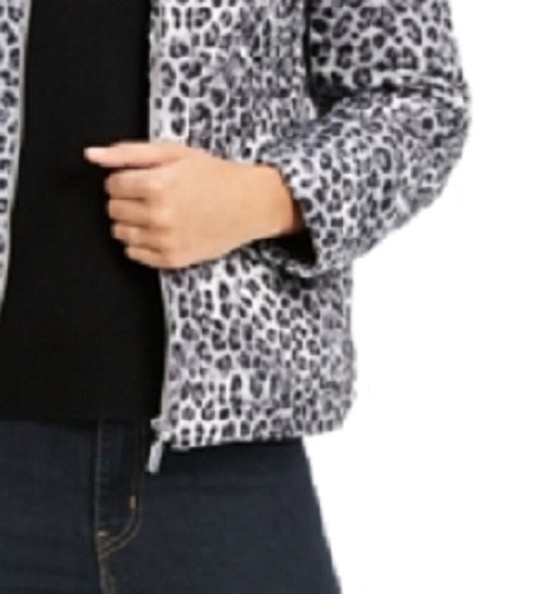 Charter Club Women's Animal-Print Jacket White Size Small