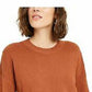 Bar III Women's Becca Tilley X Contrast-Cuff Crewneck Sweater Orange Size Large