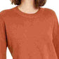 Bar III Women's Becca Tilley x Contrast-Cuff Crewneck Sweater Orange Size Medium