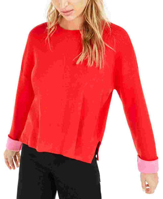 Bar III Women's Red Long Sleeve Crew Neck Sweater Red Size Small